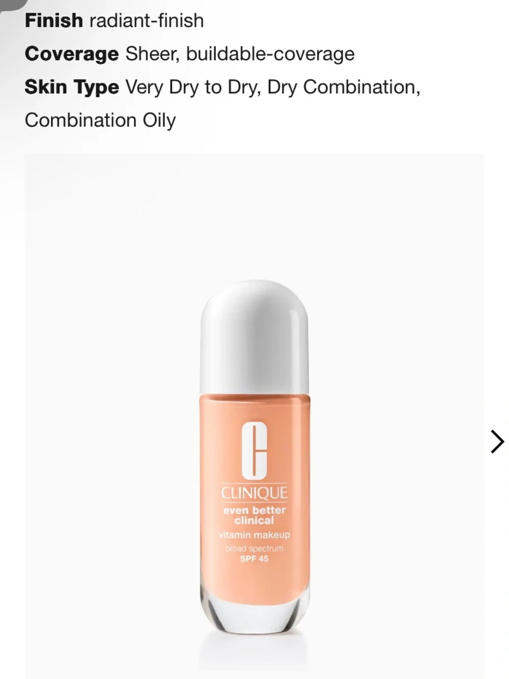 New Clinique Even Better Clinical Vitamin Makeup SPF 45 - Peach Shade